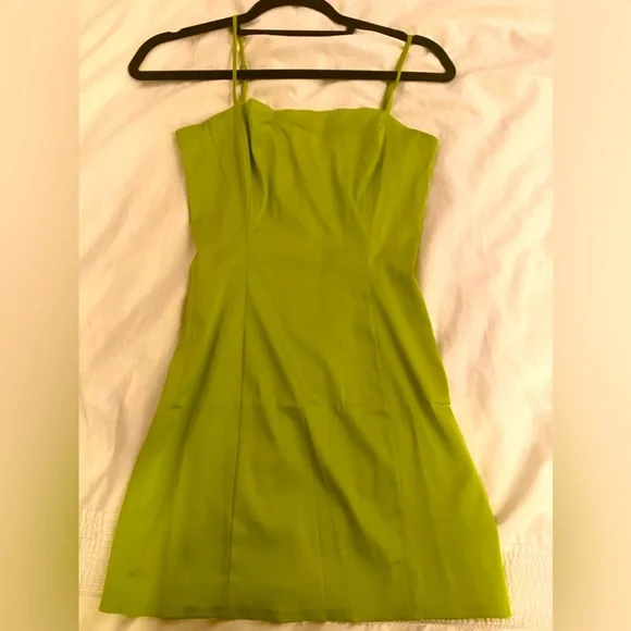 Sunday Best | Dresses | Sunday Best Shimmer Satin Mini Dress In Lime Green  | Poshmark